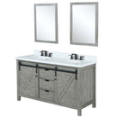 Lexora Marsyas 60" W x 22" D Ash Grey Double Bath Vanity Marble Countertop with Faucet Set and 24" Mirrors