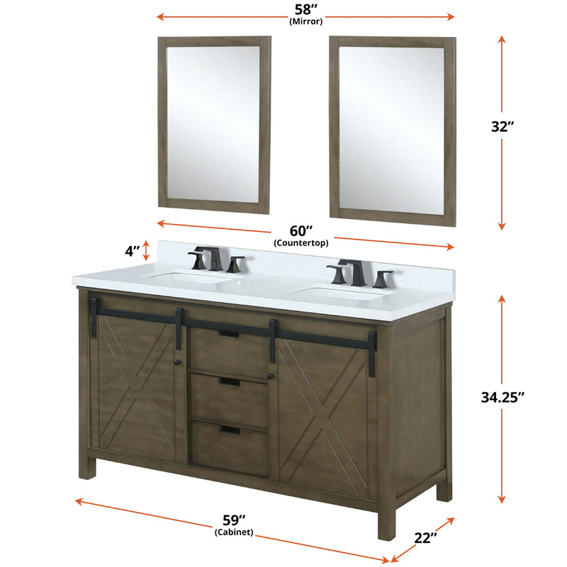 Lexora Marsyas 60" W x 22" D Double Bath Vanity