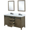 Lexora Marsyas 60" W x 22" D Rustic Brown Double Bath Vanity Marble Countertop with Faucet Set and 24" Mirrors