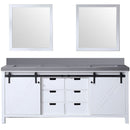 Lexora Marsyas 80" W x 22" D White Double Bath Vanity Grey Quartz Countertop and 30" Mirrors