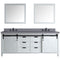 Lexora Marsyas 80" W x 22" D White Double Bath Vanity Grey Quartz Countertop with Faucet Set and 30" Mirrors