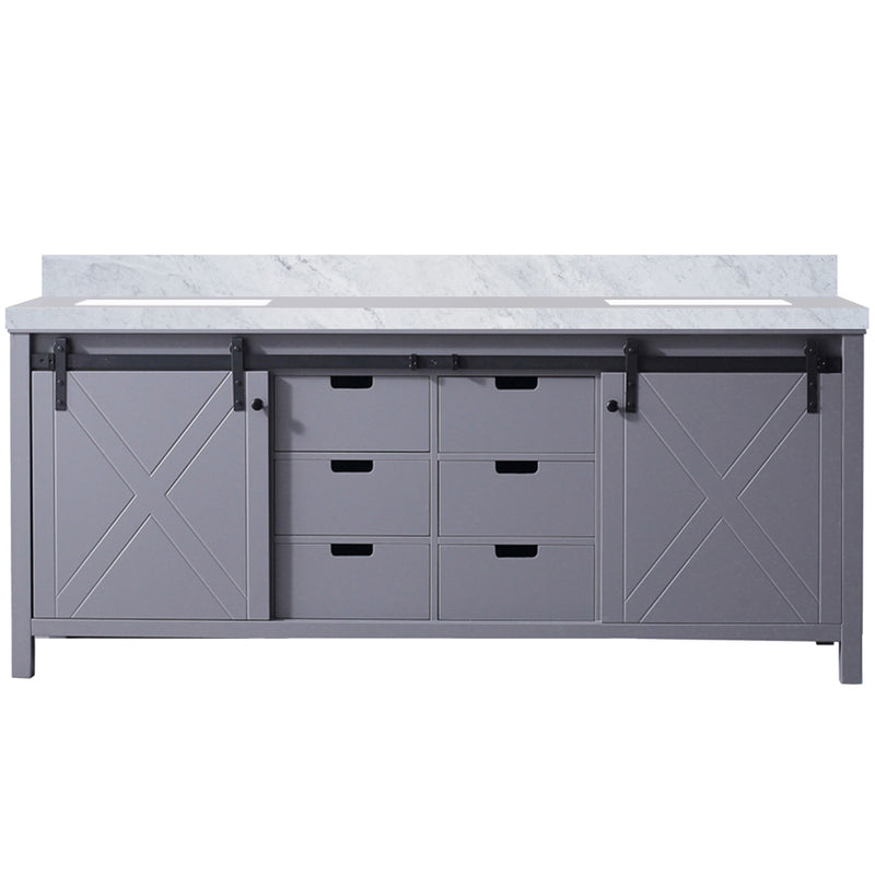 Lexora Marsyas 80" W x 22" D Dark Grey Double Bath Vanity and Carrara Marble Countertop