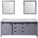 Lexora Marsyas 80" W x 22" D Dark Grey Double Bath Vanity Carrara Marble Countertop and 30" Mirrors