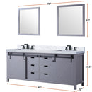 Lexora Marsyas 80" W x 22" D Dark Grey Double Bath Vanity Carrara Marble Countertop with Faucet Set and 30" Mirrors