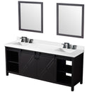 Lexora Marsyas 80" W x 22" D Brown Double Bath Vanity Marble Countertop with Faucet Set and 30" Mirrors