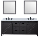 Lexora Marsyas 80" W x 22" D Brown Double Bath Vanity Marble Countertop with Faucet Set and 30" Mirrors