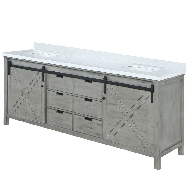 Lexora Marsyas 80" W x 22" D Ash Grey Double Bath Vanity Marble Countertop