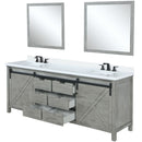 Lexora Marsyas 80" W x 22" D Ash Grey Double Bath Vanity Marble Countertop with Faucet Set and 30" Mirrors