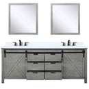 Lexora Marsyas 80" W x 22" D Ash Grey Double Bath Vanity Marble Countertop with Faucet Set and 30" Mirrors