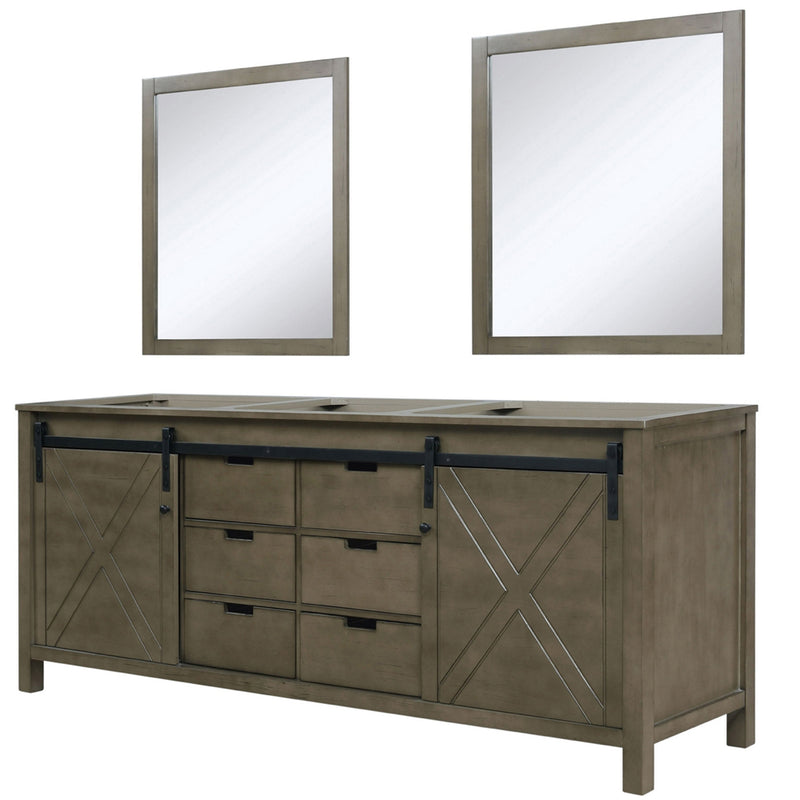 Lexora Marsyas 80" W x 22" D Double Bath Vanity and 30 " Mirrors