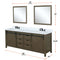 Lexora Marsyas 80" W x 22" D Rustic Brown Double Bath Vanity Marble Countertop and 30" Mirrors