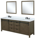 Lexora Marsyas 80" W x 22" D Rustic Brown Double Bath Vanity Marble Countertop with Faucet Set and 30" Mirrors