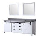 Lexora Marsyas 84 in W x 22 in D White Double Bath Vanity, Grey Quartz Countertop and 34 in Mirrors