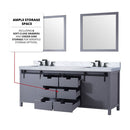 Lexora Marsyas 84" W x 22" D Dark Grey Double Bath Vanity and Carrara Marble Countertop