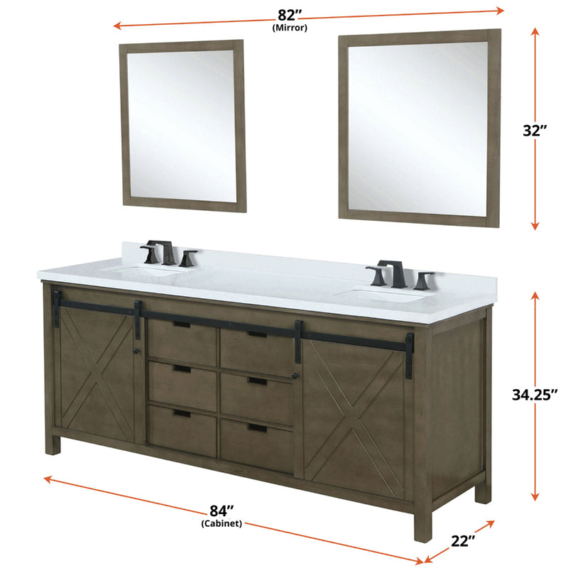 Lexora Marsyas 84" W x 22" D Double Bath Vanity and 34" Mirrors