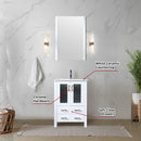 Lexora Volez 24" W x 18.25" D Bath Vanity with White Ceramic Top and 22" Mirror