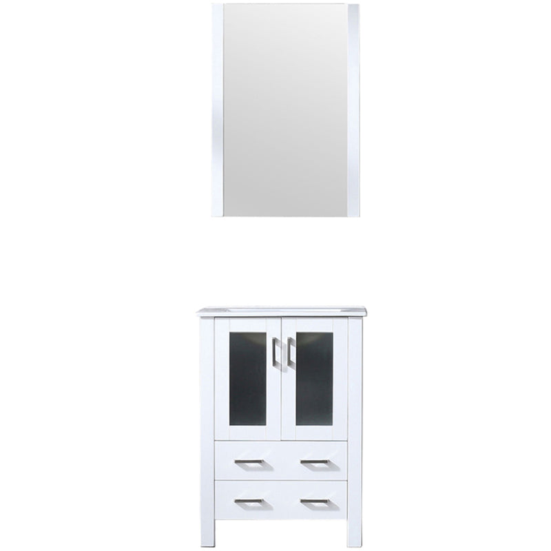 Lexora Volez 24" W x 18.25" D Bath Vanity with White Ceramic Top and 22" Mirror