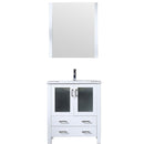 Lexora Volez 30" W x 18.25" D Bath Vanity White Ceramic Top with Faucet Set and 28" Mirror