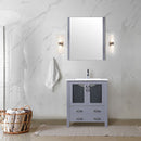 Lexora Volez 30" W x 18.25" D Bath Vanity White Ceramic Top with Faucet Set and 28" Mirror