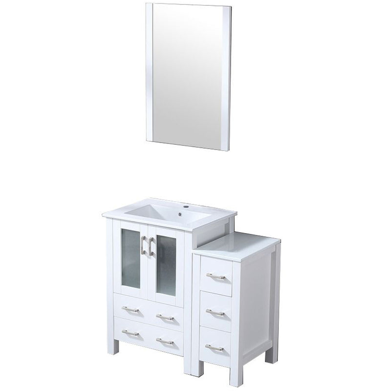 Lexora Volez 36" W x 18.25" D Bath Vanity with Side Cabinet and 22" Mirror