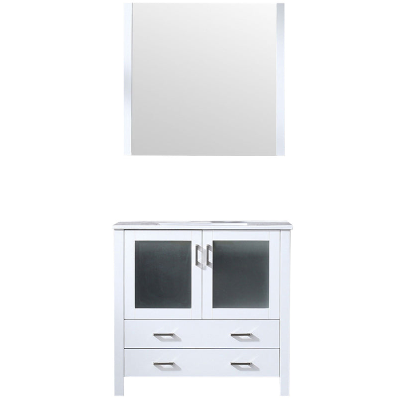 Lexora Volez 36" W x 18.25" D Bath Vanity with White Ceramic Top and 34" Mirror