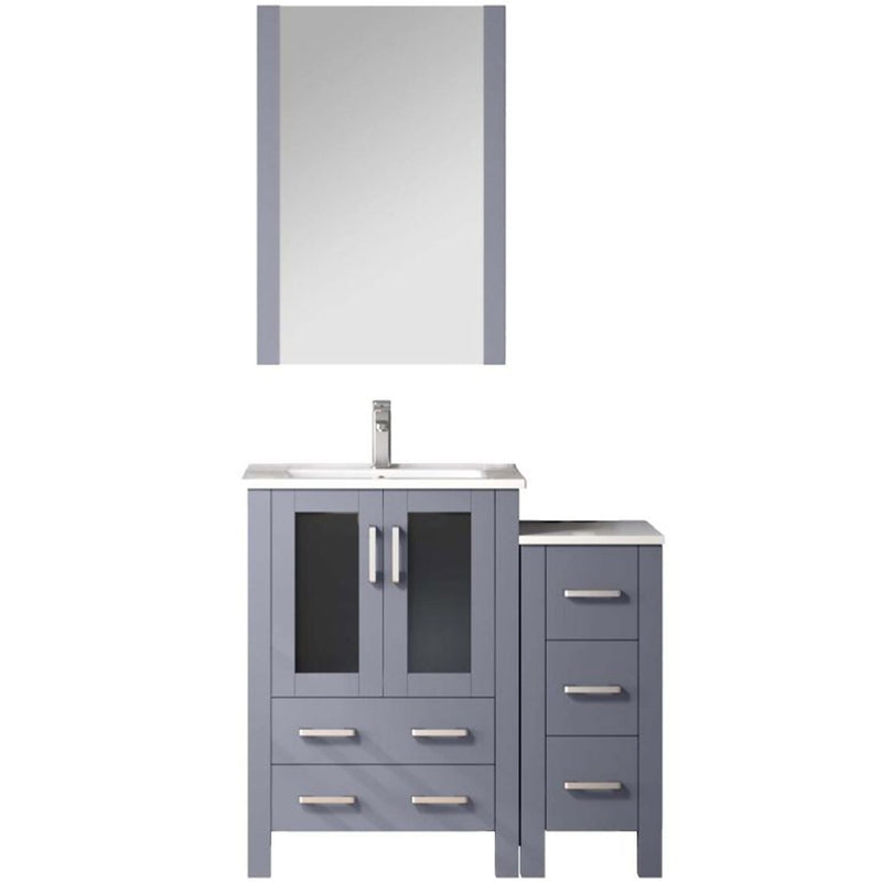 Lexora Volez 36" W x 18.25" D Bath Vanity with Side Cabinet Faucet Set and 22" Mirror