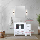 Lexora Volez 42" W x 18.25" D Bath Vanity with Side Cabinet with Faucet Set White Ceramic Top and 28" Mirror