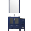 Lexora Volez 42" W x 18.25" D Bath Vanity with Side Cabinet with Faucet Set White Ceramic Top and 28" Mirror