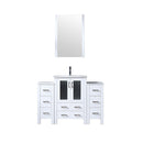 Lexora Volez 48" W x 18.25" D Bath Vanity with Side Cabinets with Faucet Set and White Ceramic Top 22" Mirror