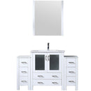 Lexora Volez 54" W x 18.25" D Bath Vanity with Side Cabinets with Faucet Set and White Ceramic Top 28" Mirror