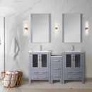 Lexora Volez 60" W x 18.25" D Bath Vanity Side Cabinets with Faucet Set and White Ceramic Top 34" Mirror