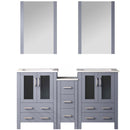 Lexora Volez 60" W x 18.25" D Bath Vanity Side Cabinets with Faucet Set and White Ceramic Top 34" Mirror