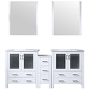 Lexora Volez 72" W x 18.25" D Double Bath Vanity with Side Cabinets and White Ceramic Top 28" Mirrors