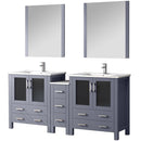 Lexora Volez 72" W Double Bath Vanity with Side Cabinets with Faucet Set and White Ceramic Top 28" Mirrors