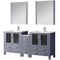 Lexora Volez 72" W Double Bath Vanity with Side Cabinets with Faucet Set and White Ceramic Top 28" Mirrors