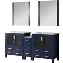 Lexora Volez 72" W x 18.25" D Double Bath Vanity with Side Cabinets and White Ceramic Top 28" Mirrors