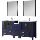 Lexora Volez 72" W Double Bath Vanity with Side Cabinets with Faucet Set and White Ceramic Top 28" Mirrors