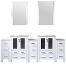 Lexora Volez 84" W x 18.25" D Double Bath Vanity with Side Cabinets with White Ceramic Top and 22" Mirrors