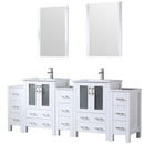 Lexora Volez 84" W Double Bath Vanity with Side Cabinets with Faucet Set and White Ceramic Top 22" Mirrors