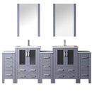 Lexora Volez 84" W Double Bath Vanity with Side Cabinets with Faucet Set and White Ceramic Top 22" Mirrors