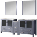 Lexora Volez 84" W x 18.25" D Double Bath Vanity with Side Cabinet with White Ceramic Top and 34" Mirrors