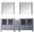 Lexora Volez 84" W x 18.25" D Double Bath Vanity with Side Cabinet with White Ceramic Top and 34" Mirrors