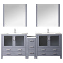 Lexora Volez 84" W Double Bath Vanity with Side Cabinet with Faucet Set and White Ceramic Top 34" Mirrors