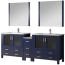 Lexora Volez 84" W Double Bath Vanity with Side Cabinet with Faucet Set and White Ceramic Top 34" Mirrors