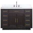 Lexora Abbey 48 in W x 22 in D Single Bath Vanity, Carrara Marble Top, and Faucet Set