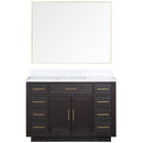 Lexora Abbey 48 in W x 22 in D Single Bath Vanity, Carrara Marble Top, and 46 in Mirror