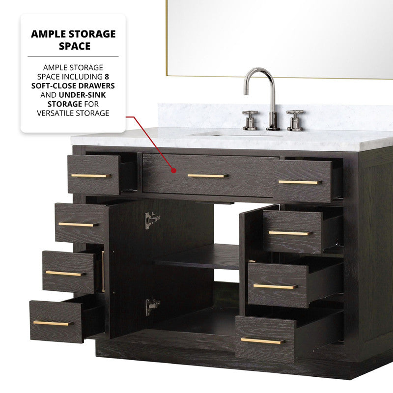 Lexora Abbey 48 in W x 22 in D Single Bath Vanity and Carrara Marble Top