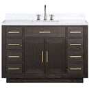 Lexora Abbey 48 in W x 22 in D Single Bath Vanity, Carrara Marble Top, and Faucet Set