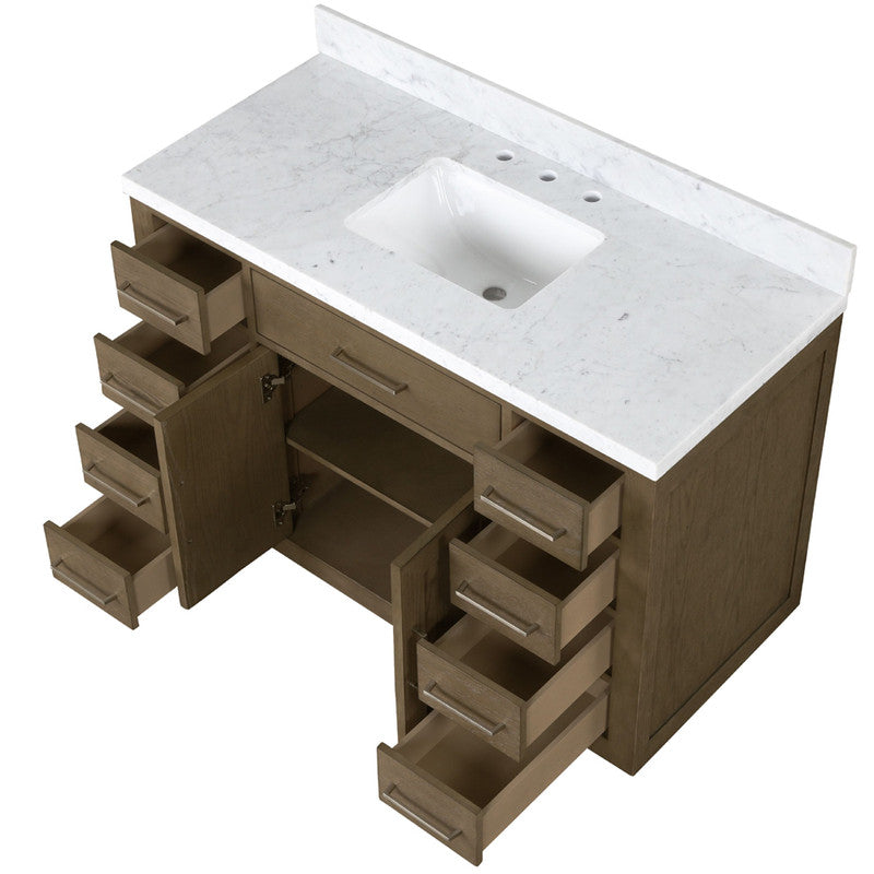 Lexora Abbey 48 in W x 22 in D Single Bath Vanity and Carrara Marble Top