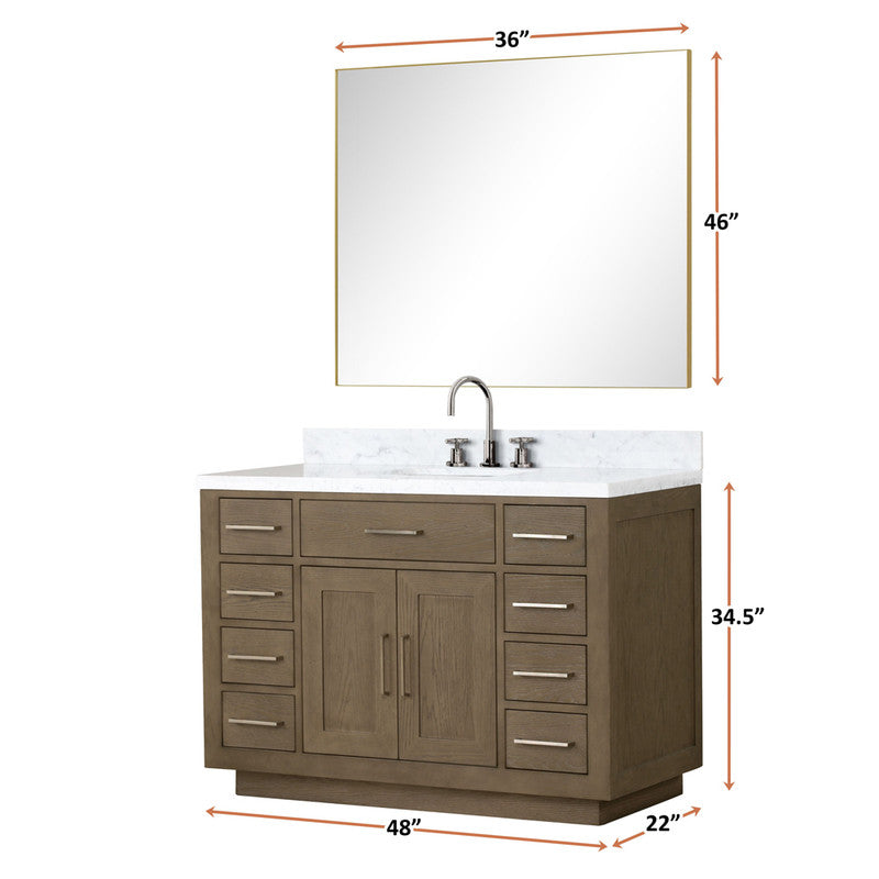 Lexora Abbey 48 in W x 22 in D Single Bath Vanity and Carrara Marble Top